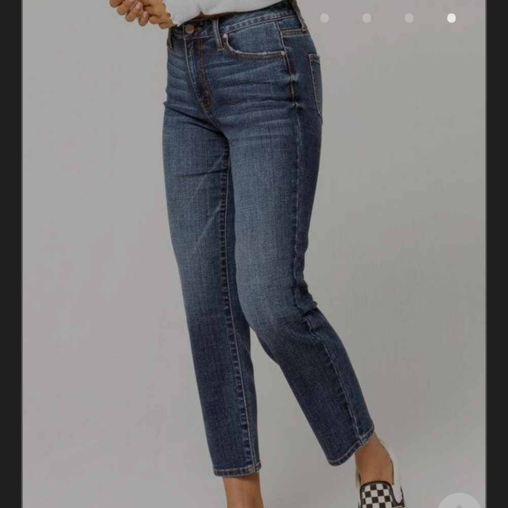 RSQ high rise dark wash straight leg